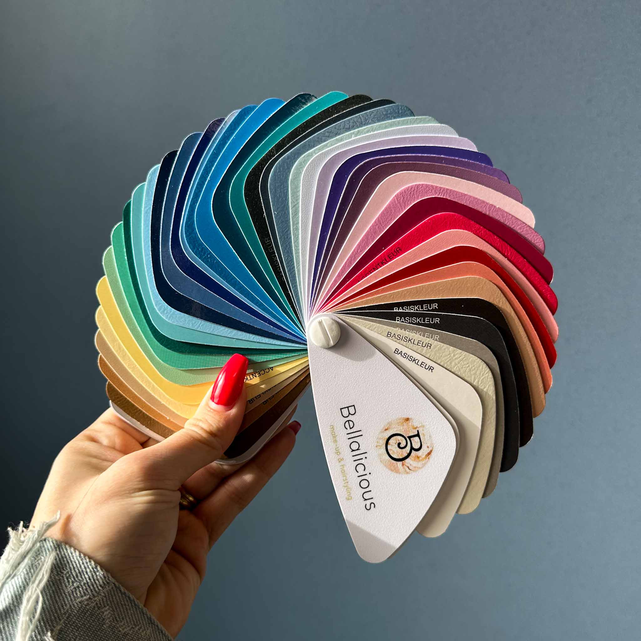 een persoonlijke kleurenwaaier, speciaal gemaakt op de kleuren passend bij een persoon